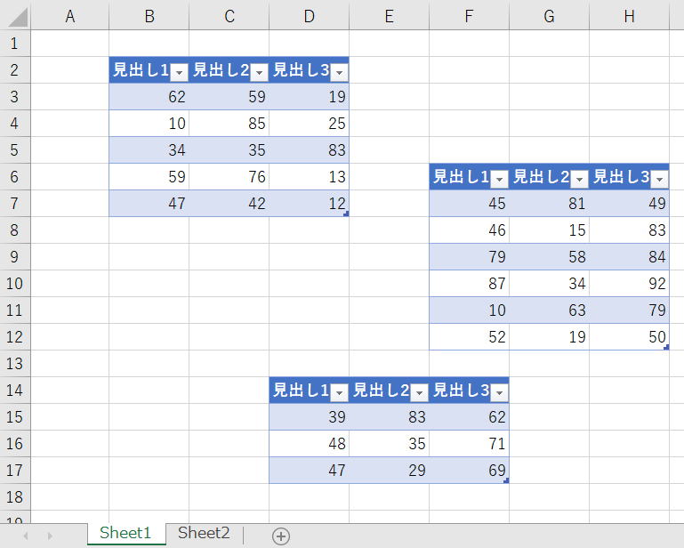 Excel VBA問題 テーブル